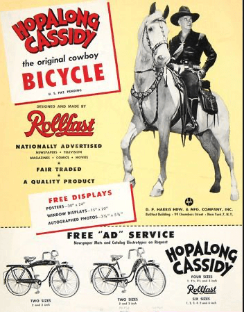 Hopalong Cassidy advertement for a bicycle
