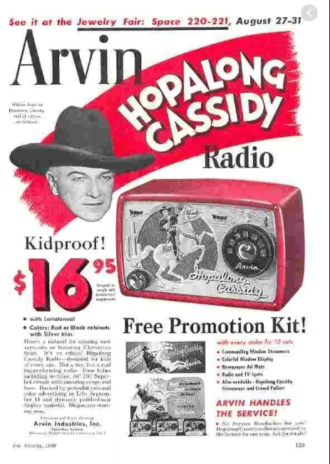 Hoppalong Cassidy advertisement for a radio priced $16.95
